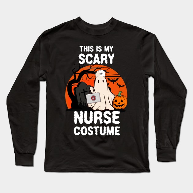 Halloween Scary Nurse Costume Long Sleeve T-Shirt by DesingHeven